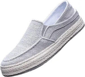 2025 Men's New Spring and Fisherman's Shoes Canvas Thick Soled Slip On Mens Canvas Lace Shoes