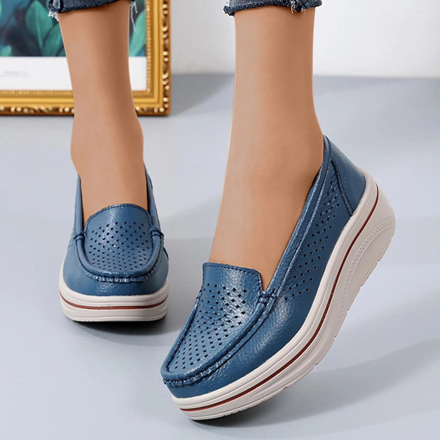 2025 Summer Slip on Loafers for Women Mesh Comfortable Platform Sneakers Business Casual Outdoor Travel Walking Shoes