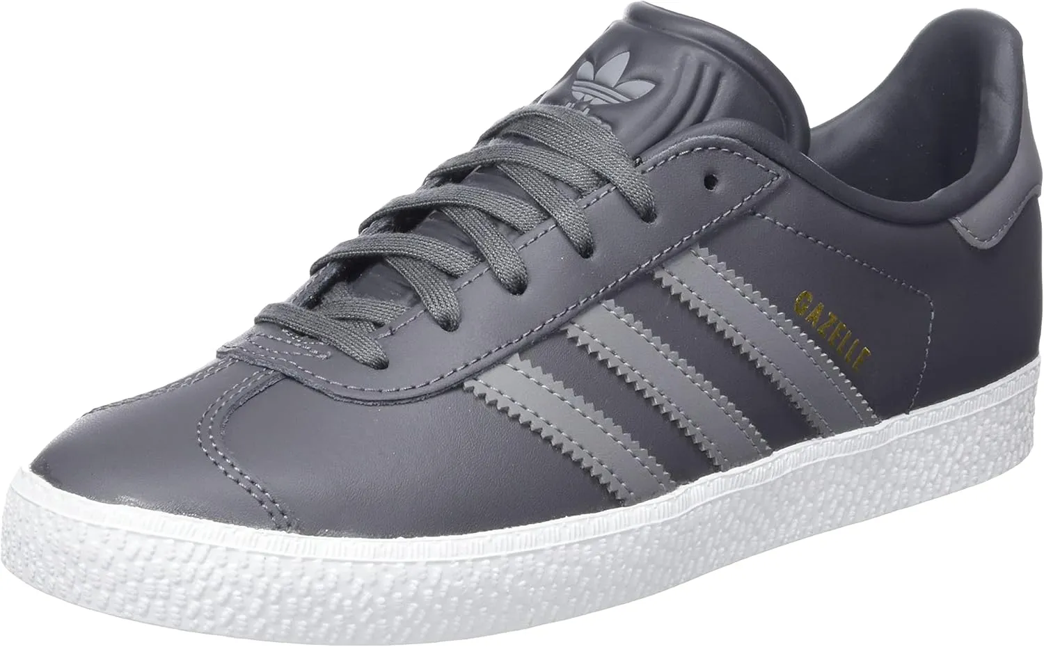 adidas Gazelle J Youth Lace Up Leather Retro Trainers (Gray, US 6)