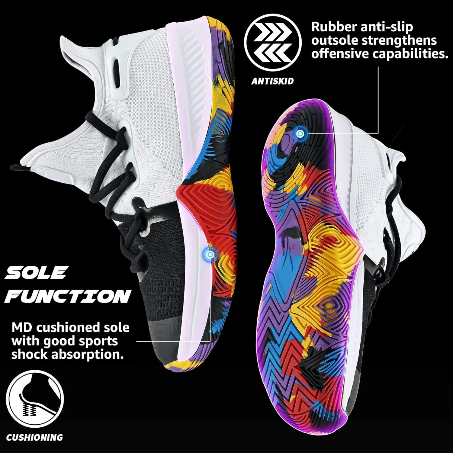 ASHION Men Basketball Shoes Arch Support Mens Sneakers Anti Slip Breathable Comfortable High Top Sports Running Walking Tennis Shoes