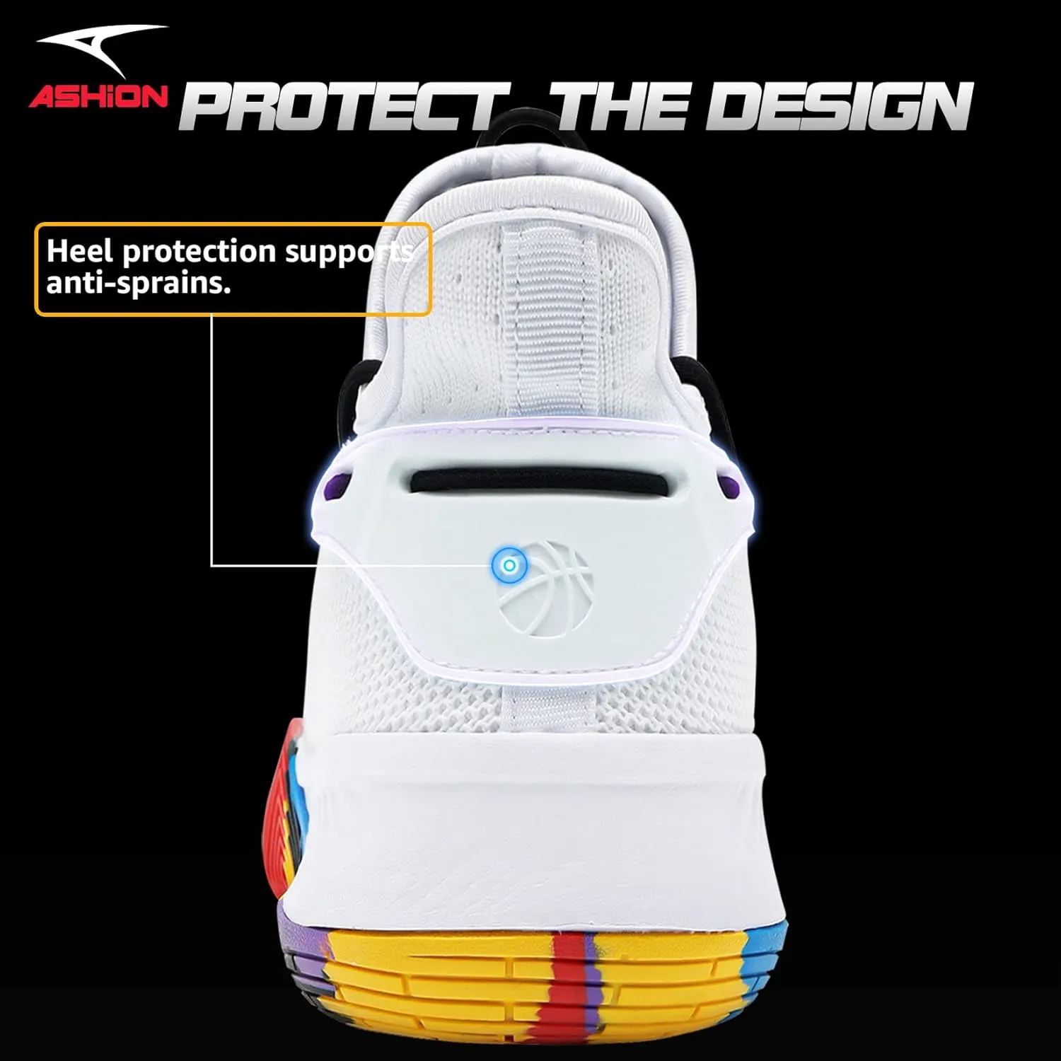 ASHION Men Basketball Shoes Arch Support Mens Sneakers Anti Slip Breathable Comfortable High Top Sports Running Walking Tennis Shoes