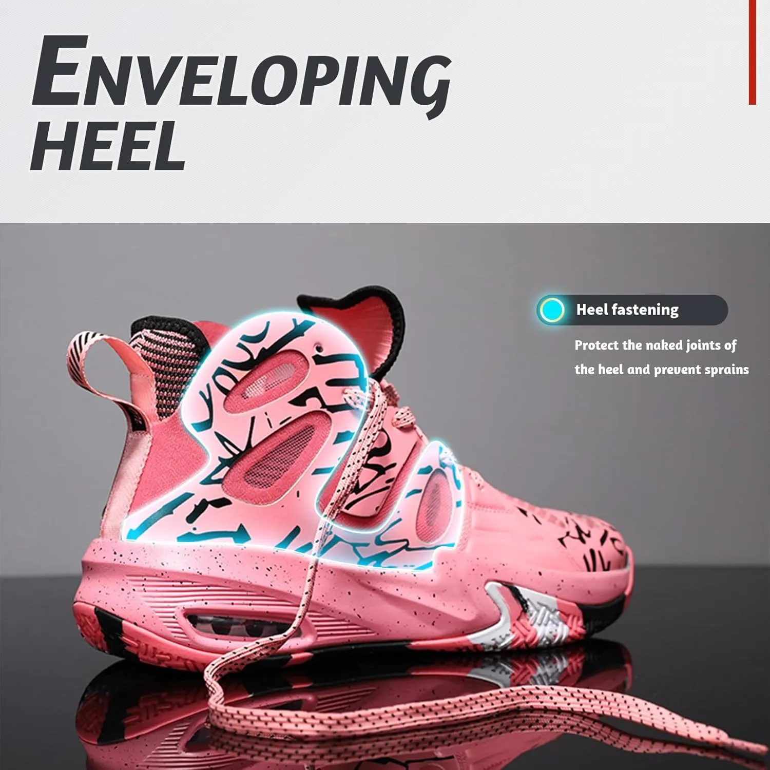 ASHION Men's Basketball Shoes Fashion Breathable Non Slip Sneakers Mens Arch Support Running Sport Shoes