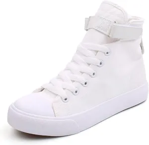 babyhealthy High Top Canvas Sneakers, Casual Walking Shoes Fashion Lace up Sneaker Platform Slip on for Adults Men Women