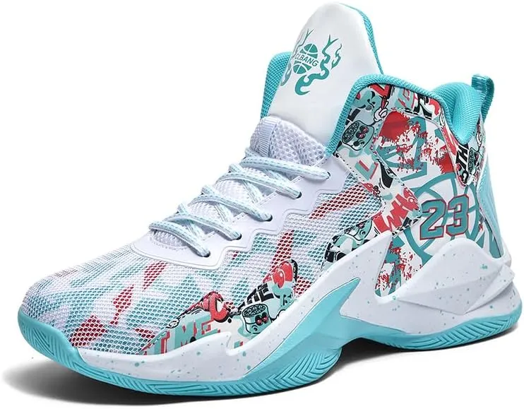 Basketball Shoes for Boys and Kids, Walking Running Shoes Breathable Comfortable Boys Sneakers for Little and Big Kids