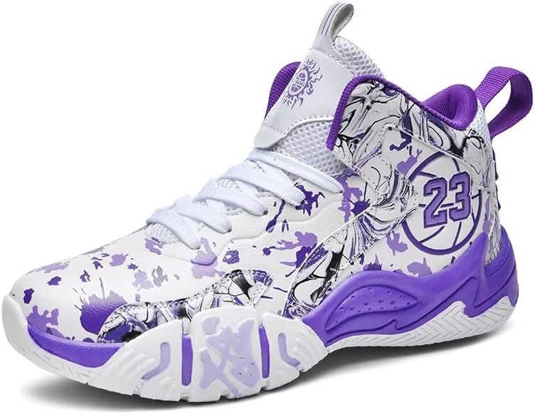 Basketball Shoes for Boys and Kids, Walking Running Shoes Breathable Comfortable Boys Sneakers for Little and Big Kids