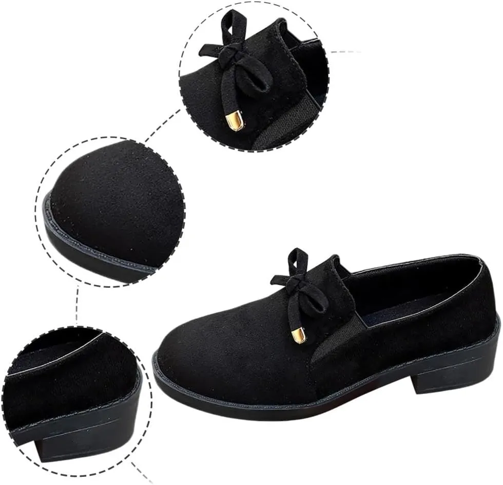 Black Loafers Women Comfortable Chunky Heel Wide Width Dress Shoes Work Business Casual Shoes Women