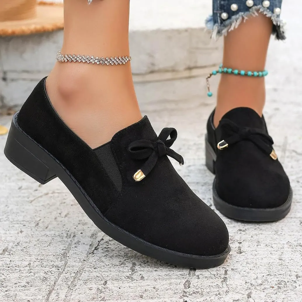 Black Loafers Women Comfortable Chunky Heel Wide Width Dress Shoes Work Business Casual Shoes Women