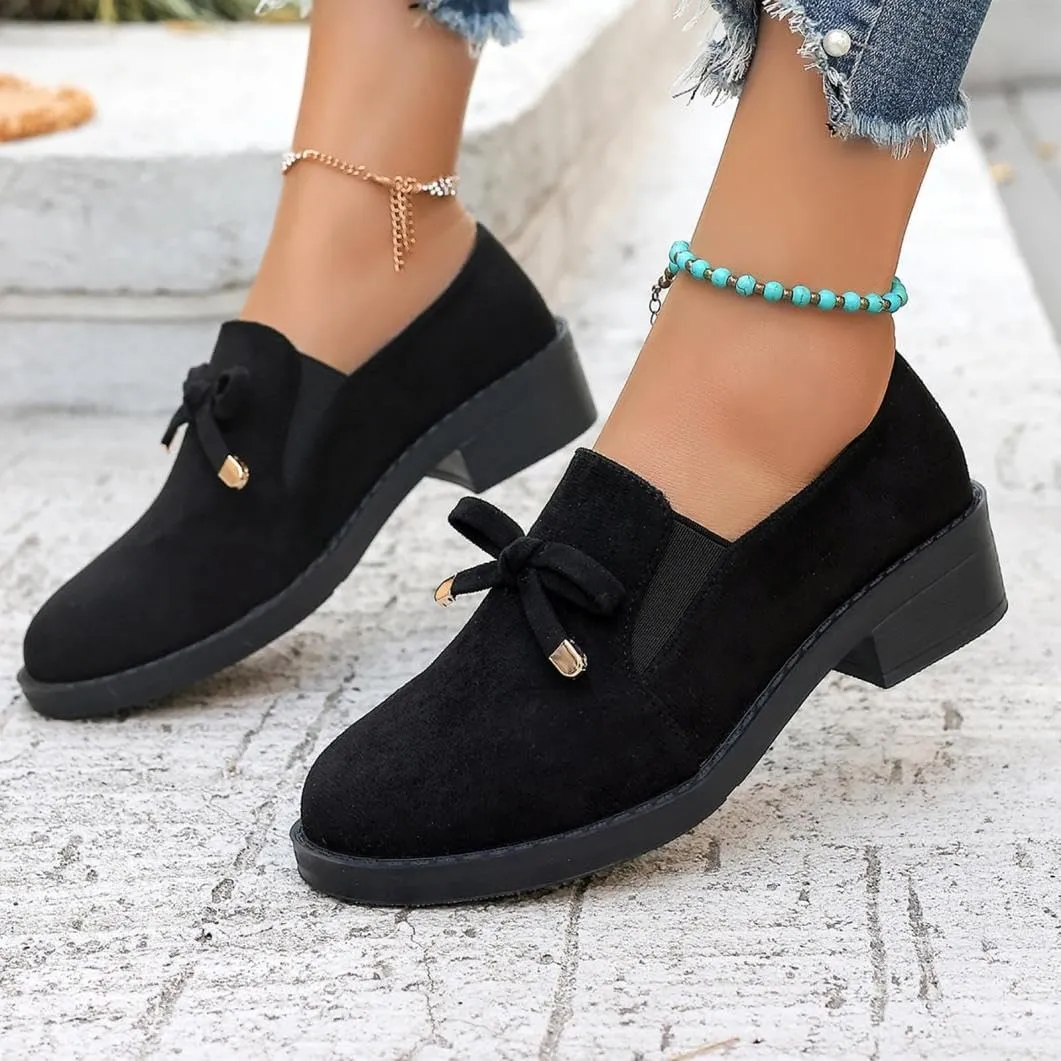 Black Loafers Women Comfortable Chunky Heel Wide Width Dress Shoes Work Business Casual Shoes Women