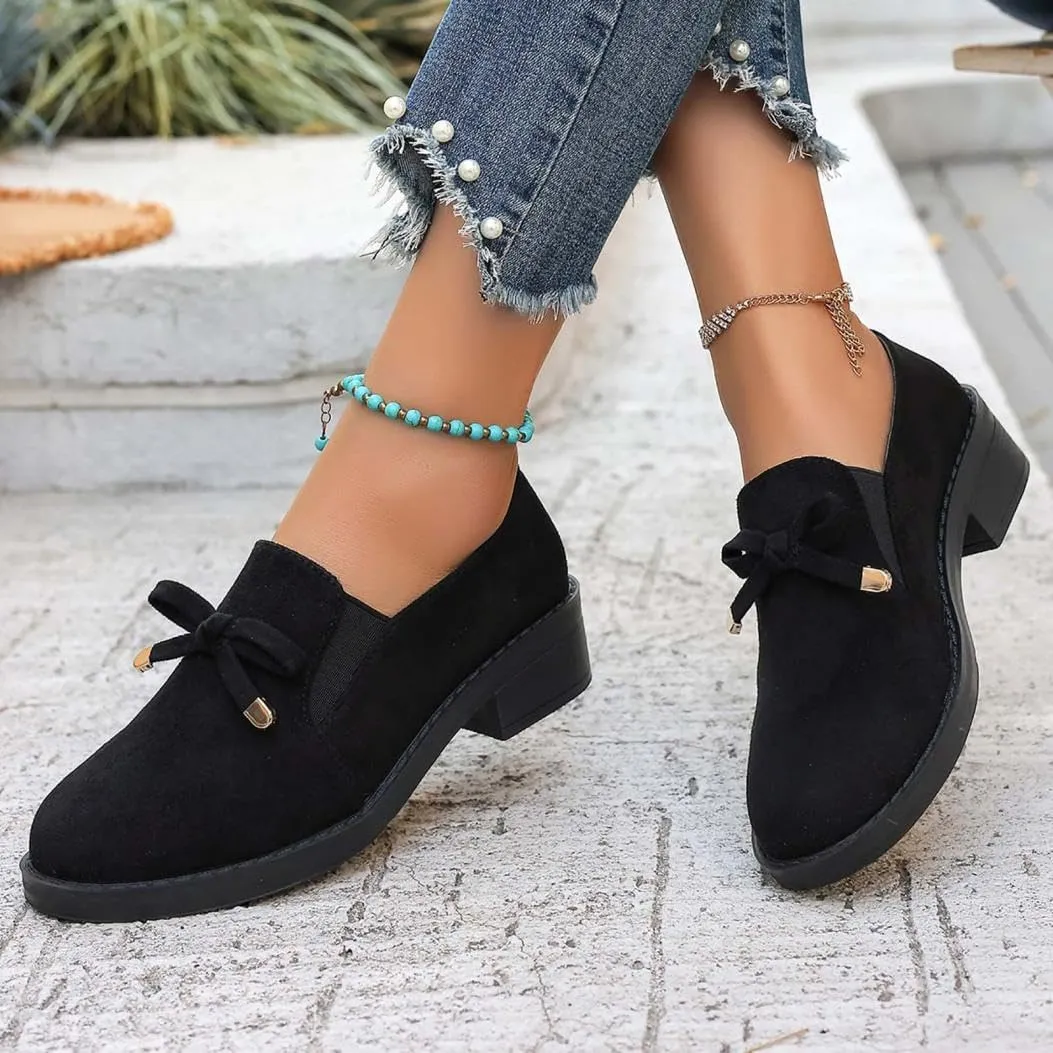 Black Loafers Women Comfortable Chunky Heel Wide Width Dress Shoes Work Business Casual Shoes Women