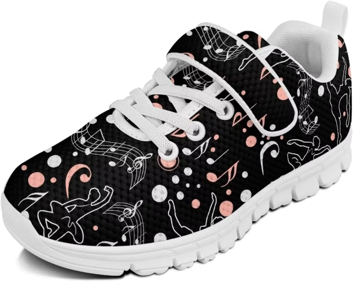 Black Print Kids Sneakers Boys Athletic Running Shoes Single Buckle Girls Running Tennis Mesh Shoes