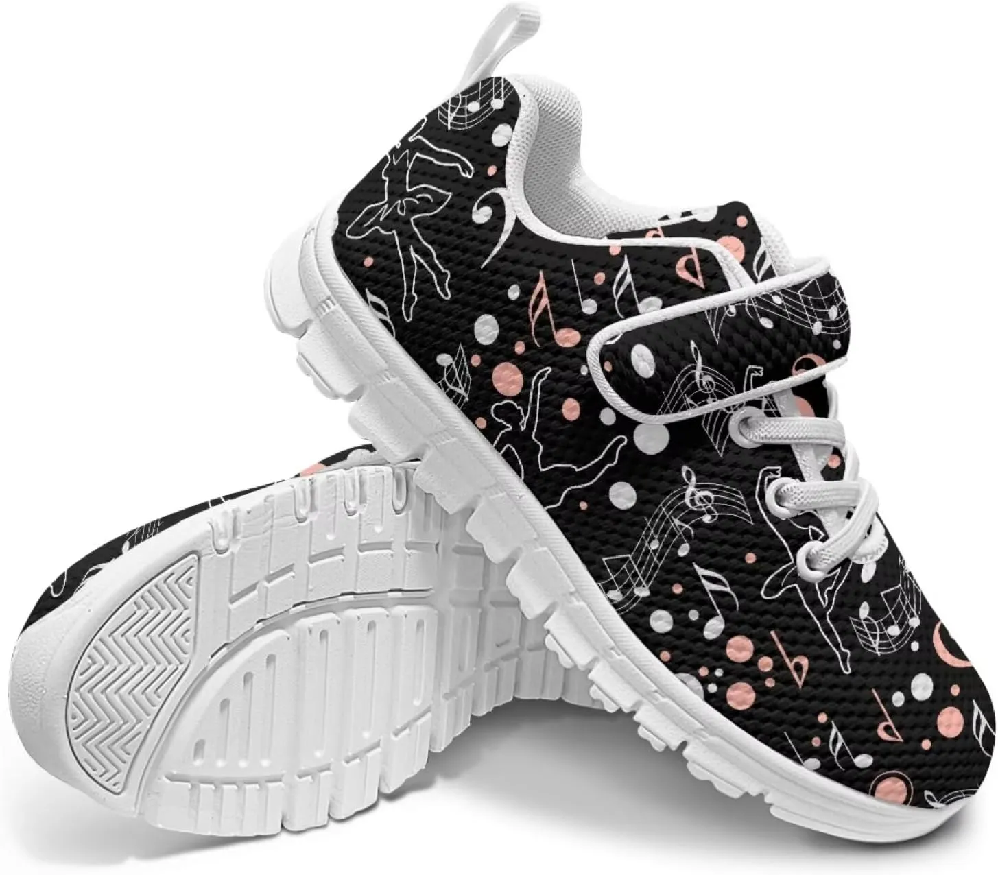 Black Print Kids Sneakers Boys Athletic Running Shoes Single Buckle Girls Running Tennis Mesh Shoes