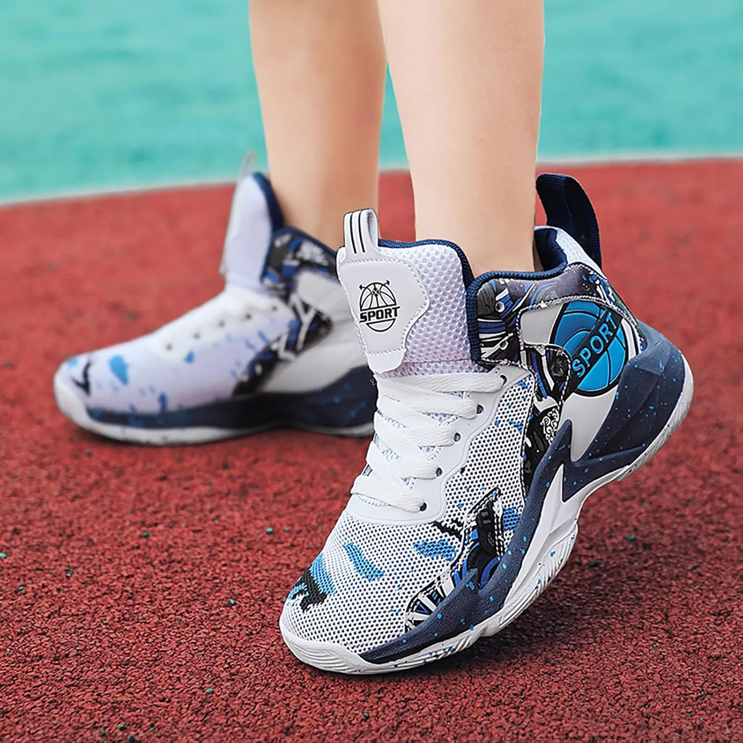 Boys Basketball Shoes Kids Basketball Sneakers Breathable Tennis Shoes for Boys Girls
