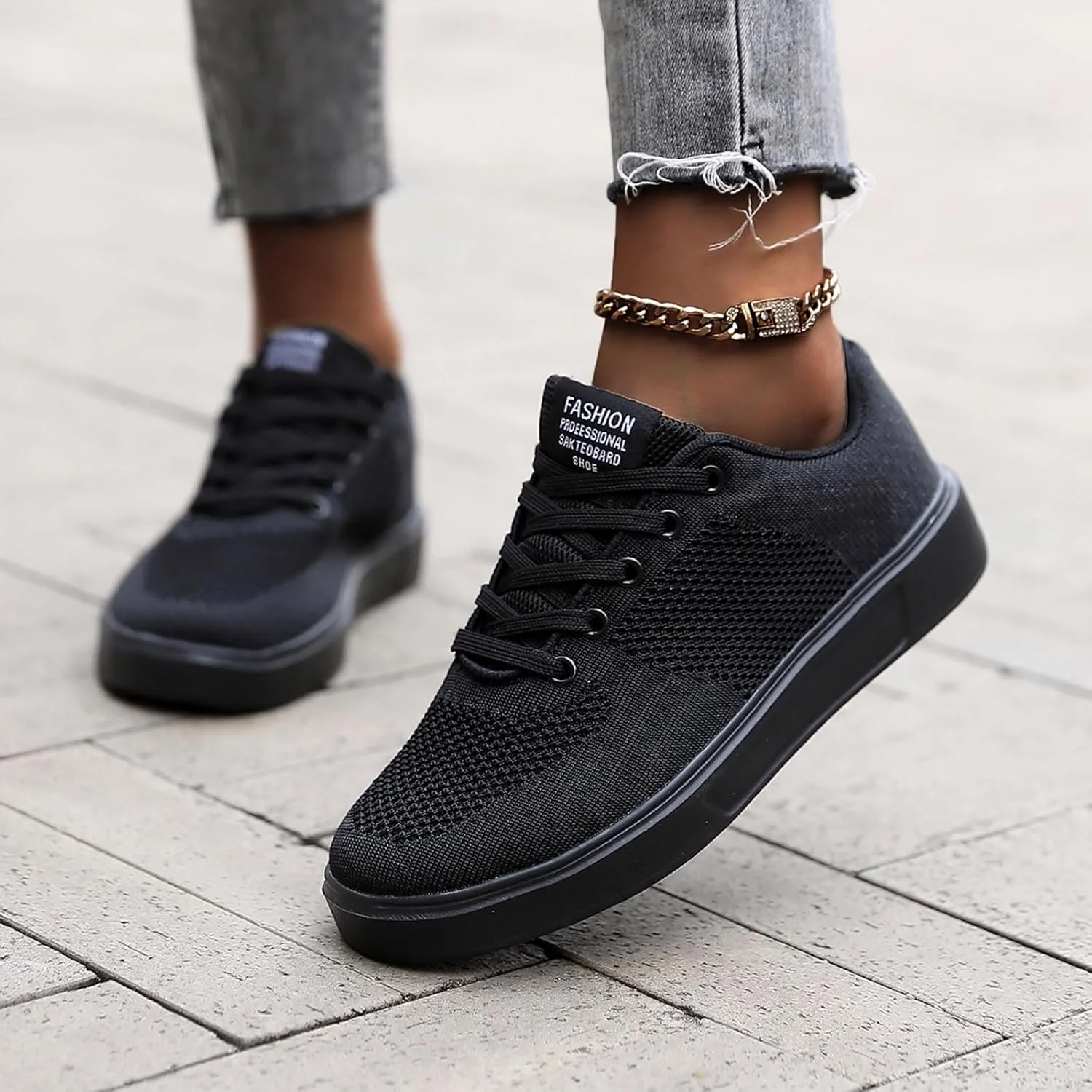 Breathable Dress Sneaker Leisure Couple Men Women Four Seasons Mesh Non Slip Flat Round Toe Breathable Lace Up Lazy