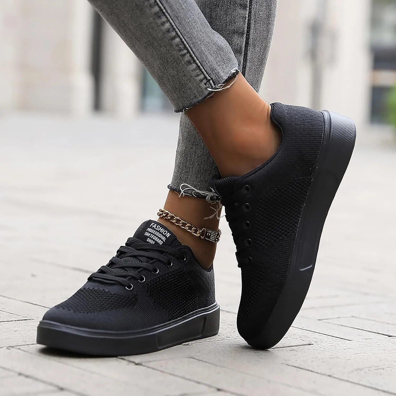 Breathable Dress Sneaker Leisure Couple Men Women Four Seasons Mesh Non Slip Flat Round Toe Breathable Lace Up Lazy