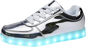 Breathable Dress Sneaker Student Shoes Thick Soled Sports Shoes Fashionable Light USB Rechargeable Skate Sports