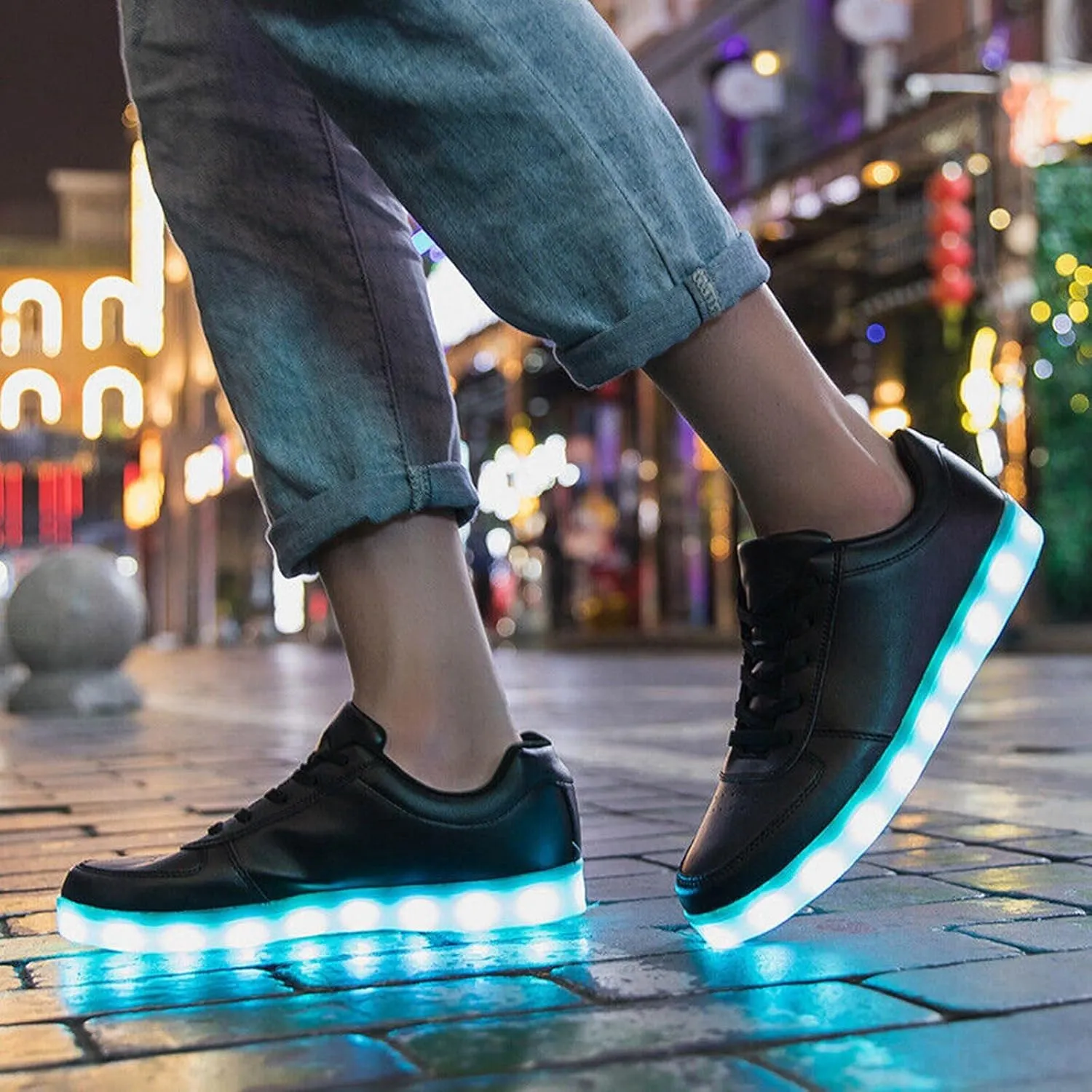 Breathable Dress Sneaker Student Shoes Thick Soled Sports Shoes Fashionable Light USB Rechargeable Skate Sports