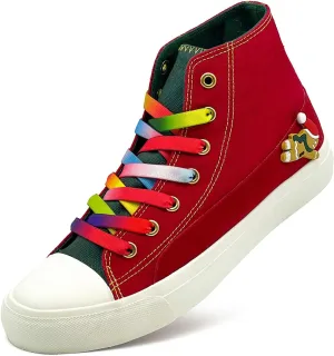 Canvas Shoes for Women Men Sneakers Fashion High Low Tops Christmas Shoes Classic Casual Tennis Running Walking Santa Shoes Unisex