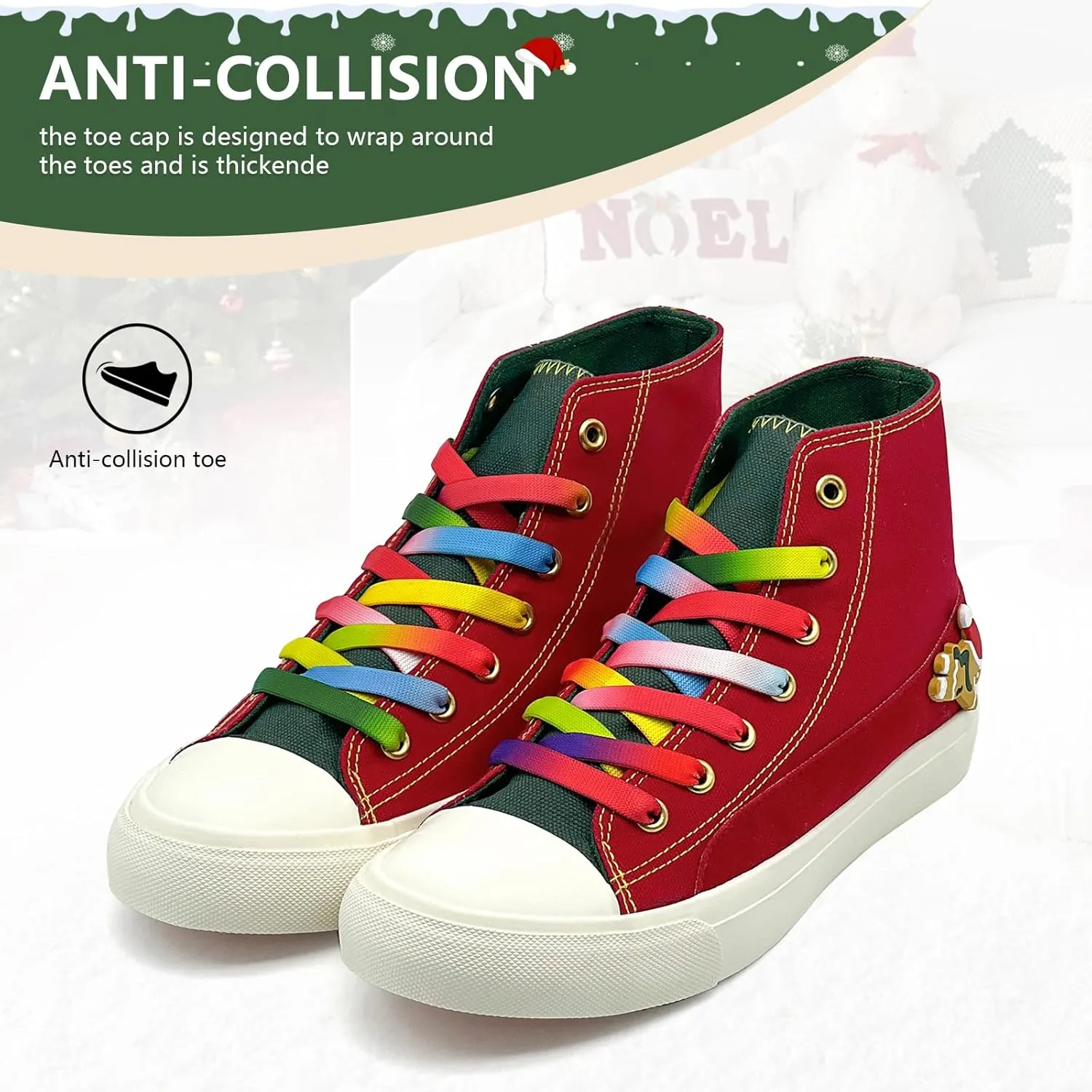 Canvas Shoes for Women Men Sneakers Fashion High Low Tops Christmas Shoes Classic Casual Tennis Running Walking Santa Shoes Unisex