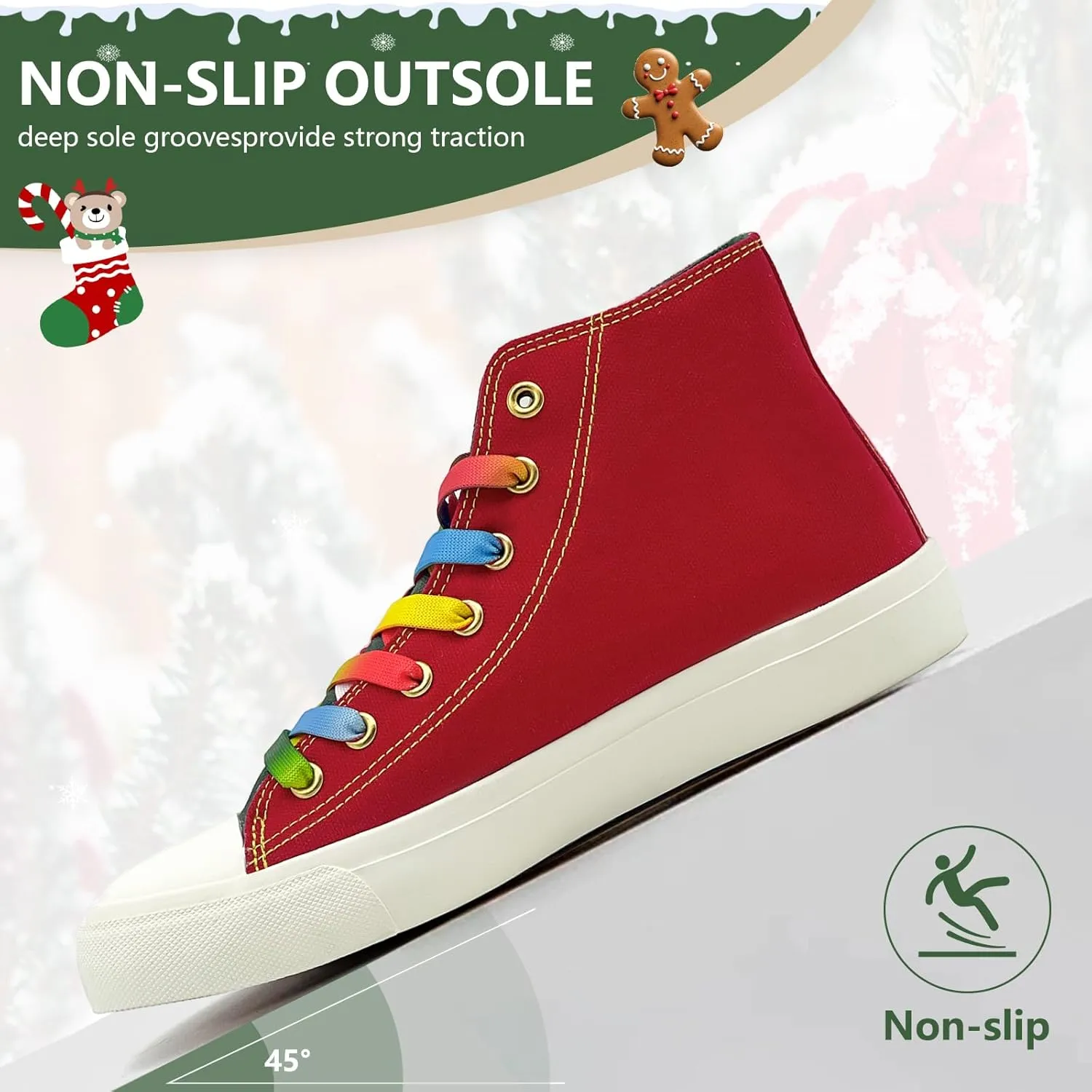 Canvas Shoes for Women Men Sneakers Fashion High Low Tops Christmas Shoes Classic Casual Tennis Running Walking Santa Shoes Unisex