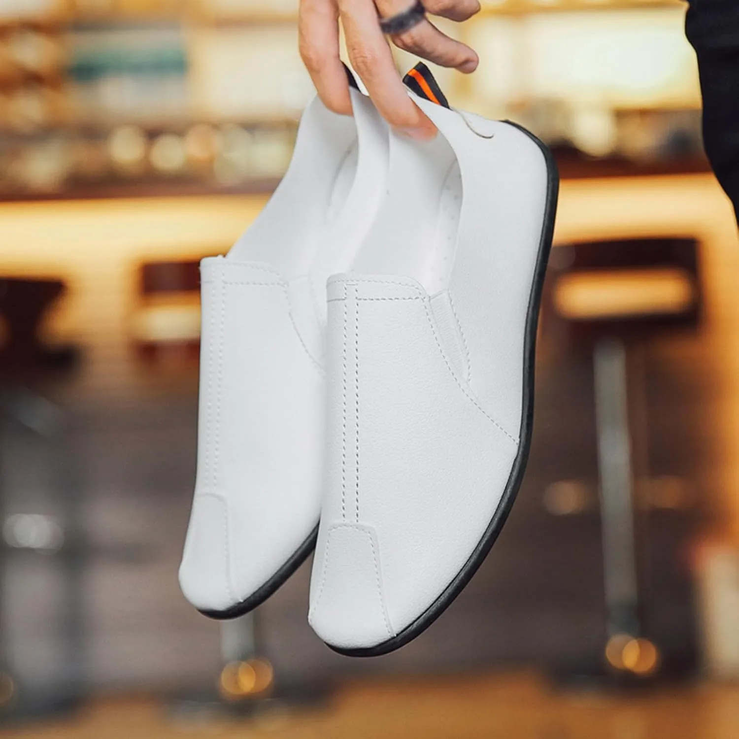 Casual Shoes for Men Leisure Men's Four Seasons Non Slip Flat Round Toe Breathable Slip On Lazy Leisure Shoes