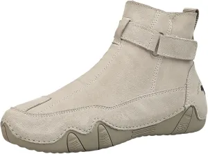 Casual Shoes for Men Men's Boots New Side Zipper High Top Men's Shoes Outdoor Casual Hand Sewn Leather Boots