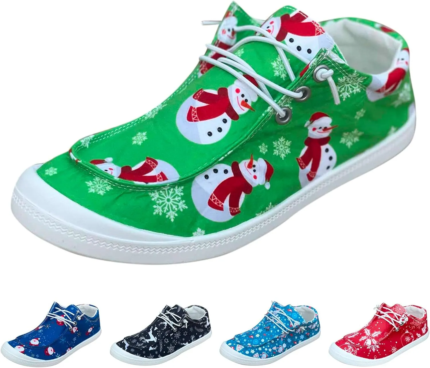 Christmas Tennis Shoes for Women Dress Sneakers Men Wide Loafers for Men Christmas Canvas Shoes Women Indoor and Outdoor Soft Sole Fashion Daily Deals