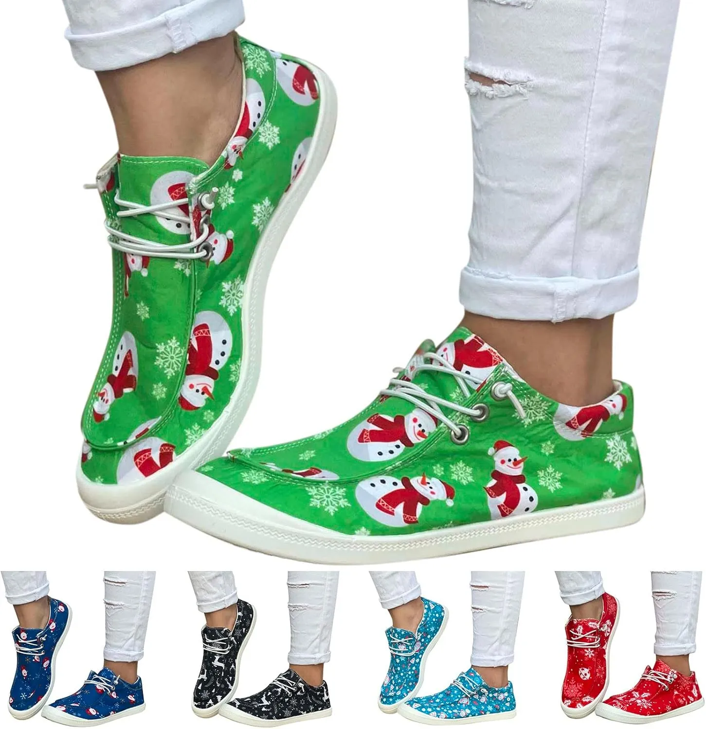 Christmas Tennis Shoes for Women Dress Sneakers Men Wide Loafers for Men Christmas Canvas Shoes Women Indoor and Outdoor Soft Sole Fashion Daily Deals