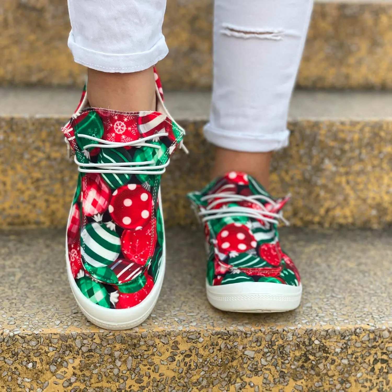 Christmas Tennis Shoes for Women Mens Sneakers Womens Loafers Comfortable Christmas Canvas Shoes Women Closed Toe Indoor and Outdoor Sale Clearance