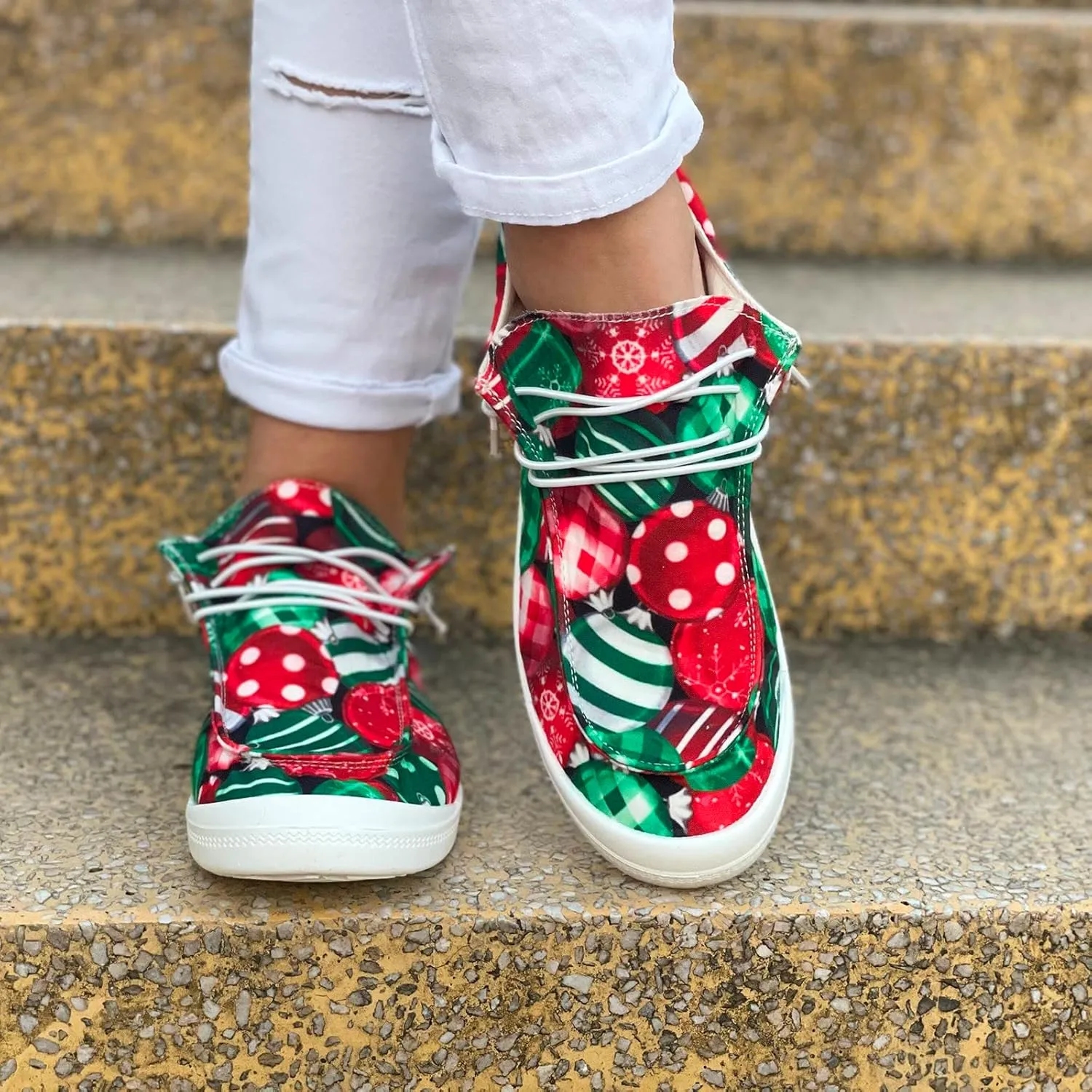 Christmas Tennis Shoes for Women Mens Sneakers Womens Loafers Comfortable Christmas Canvas Shoes Women Closed Toe Indoor and Outdoor Sale Clearance