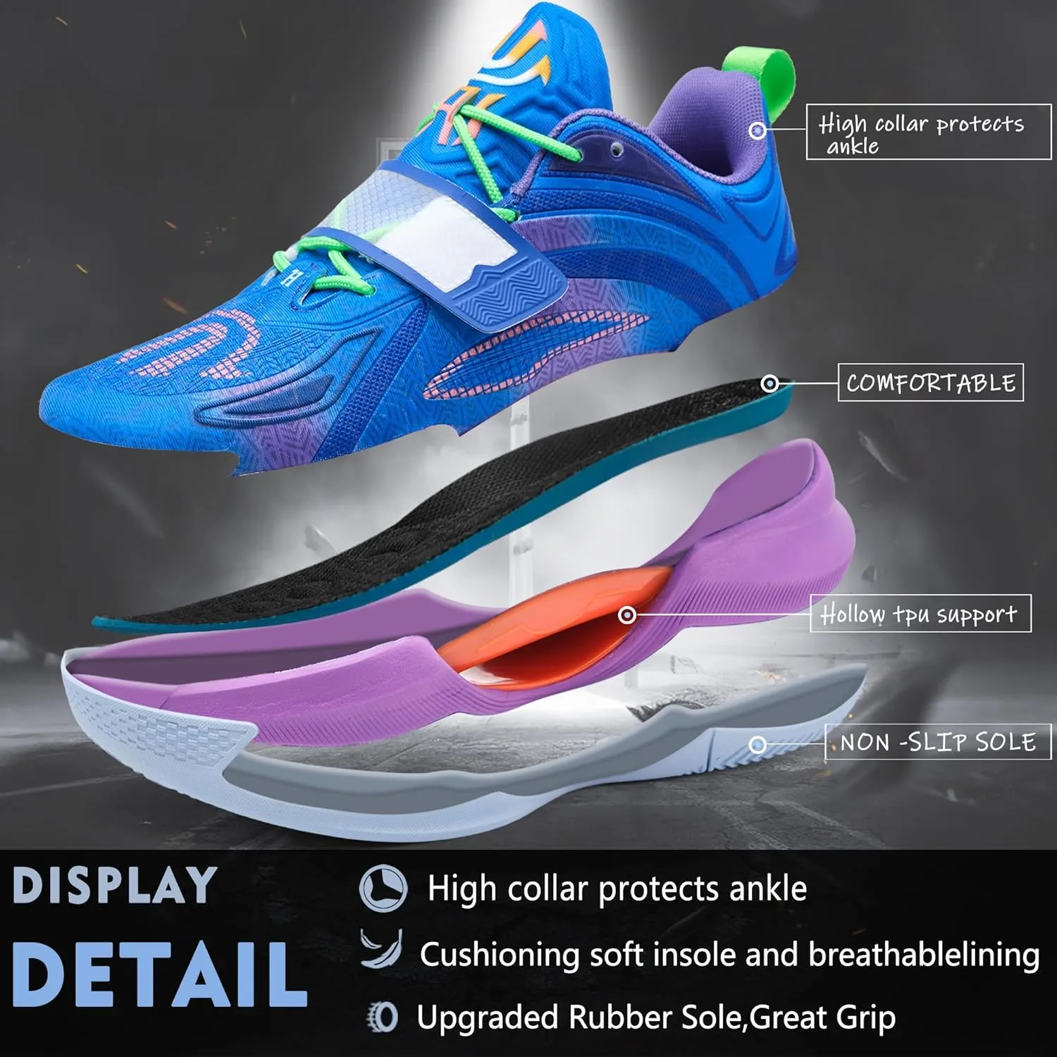 CJSPORX Men Women Basketball Shoes Breathable Non Slip Outdoor Fashion Sneakers
