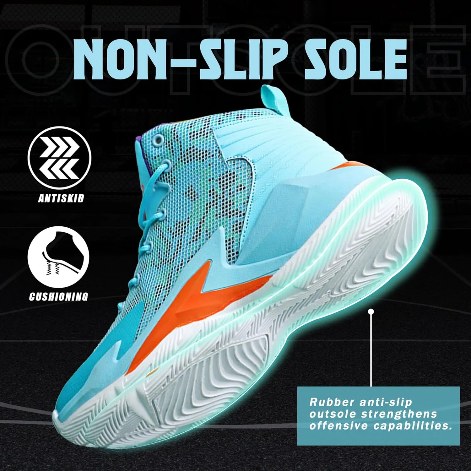 CJSPORX Men Women Basketball Shoes Breathable Non Slip Outdoor Fashion Sneakers