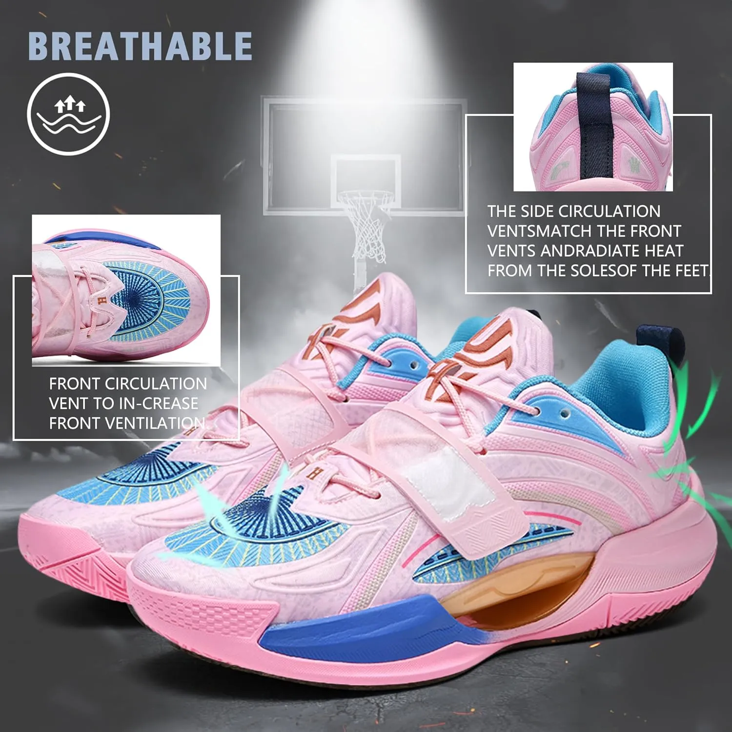 CJSPORX Men Women Basketball Shoes Breathable Non Slip Outdoor Fashion Sneakers