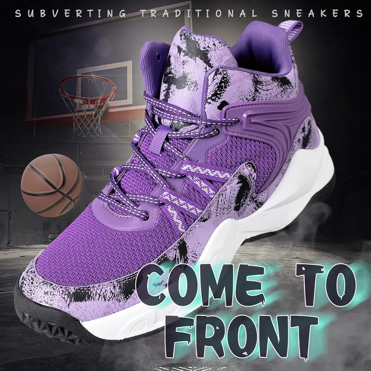 CJSPORX Men Women Basketball Shoes Breathable Non Slip Outdoor Fashion Sneakers