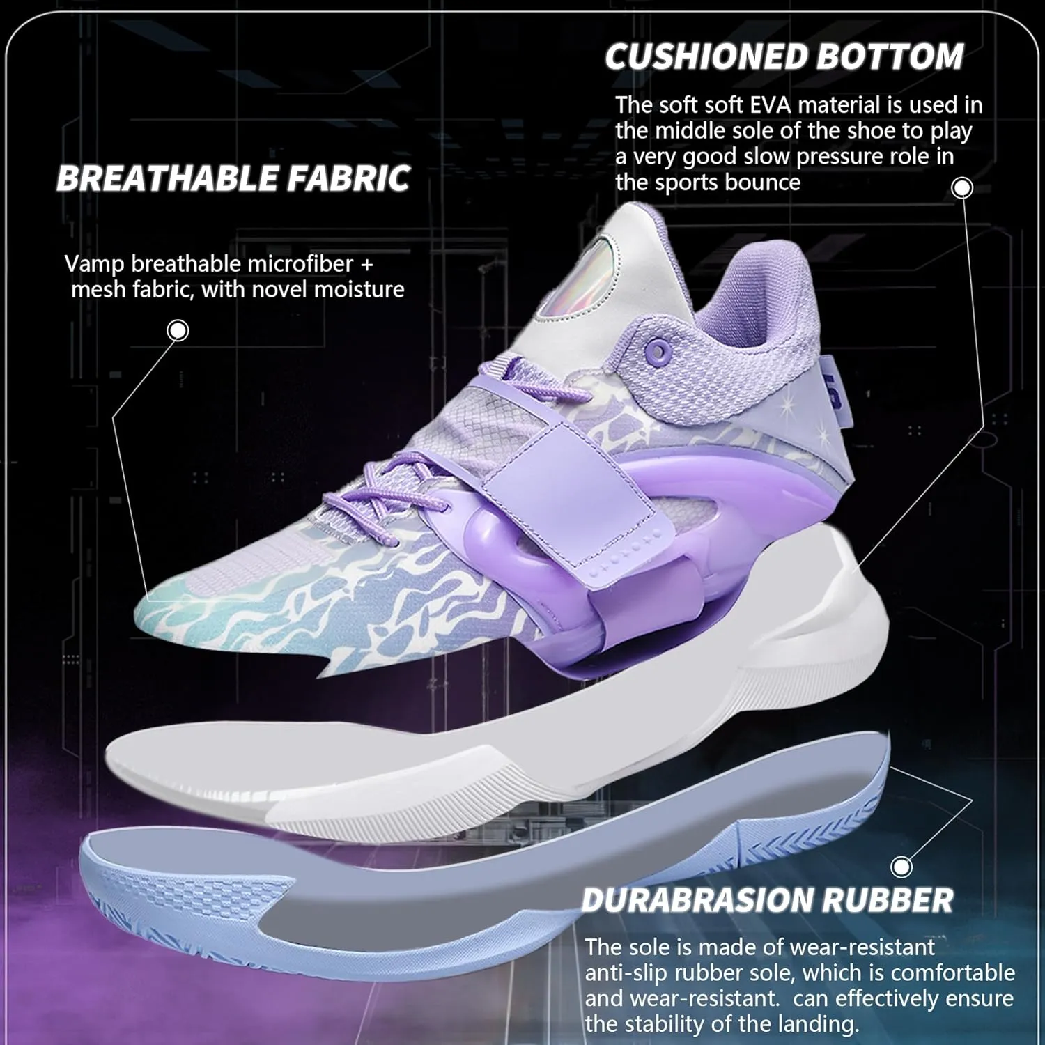 CJSPORX Men Women Basketball Shoes Breathable Non Slip Outdoor Fashion Sneakers