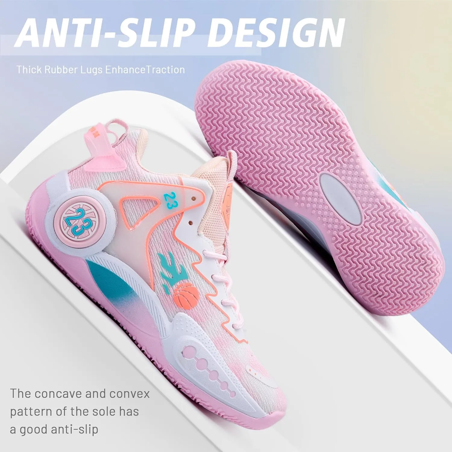 CJSPORX Women Men Basketball Shoes Non Slip Breathable Outdoor Fashion Unisex Sneakers
