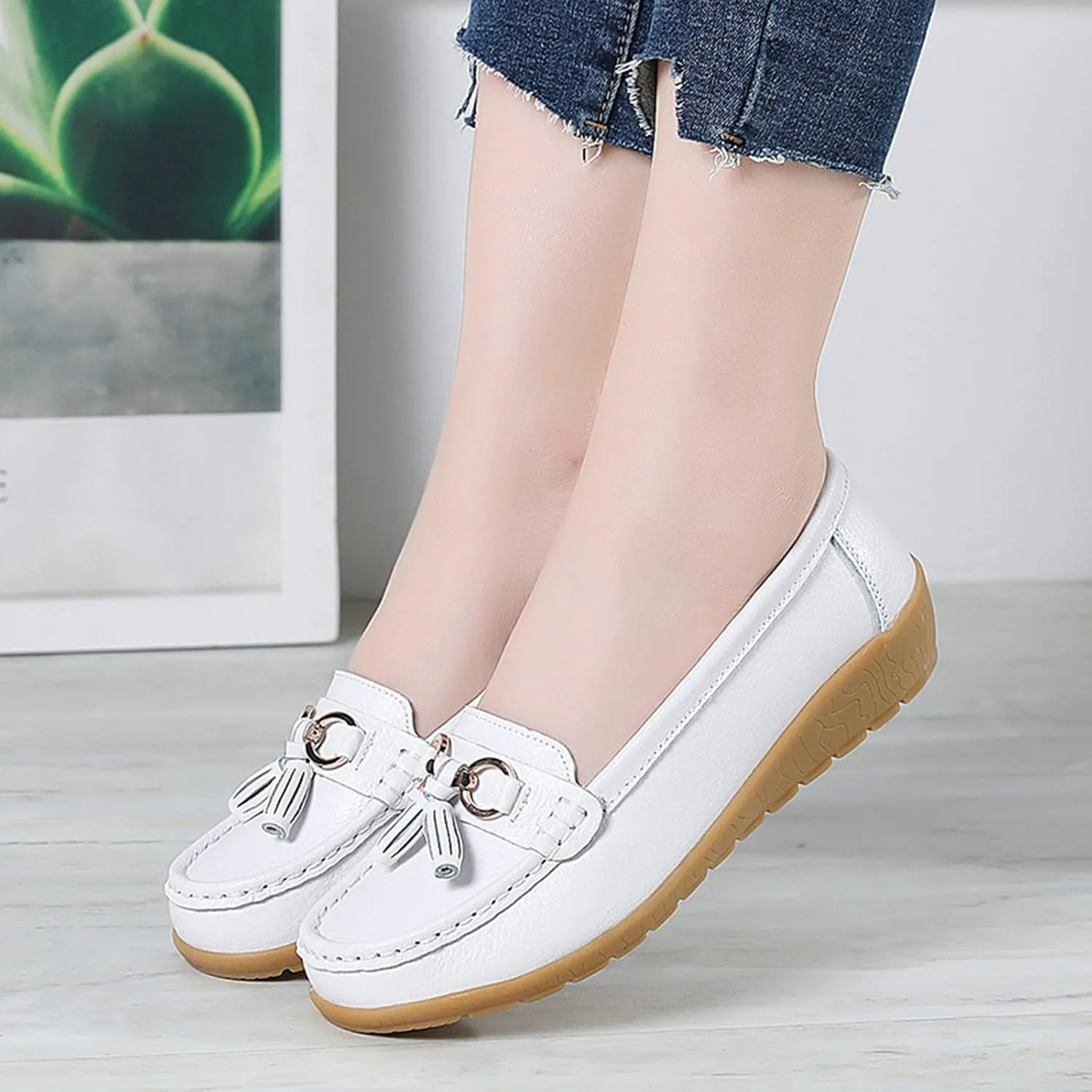 Comfy Shoes for Women Comfortable Walking Shoe Slip On Loafers Flat Penny Loafers Dress Office Shoes Business Shoe