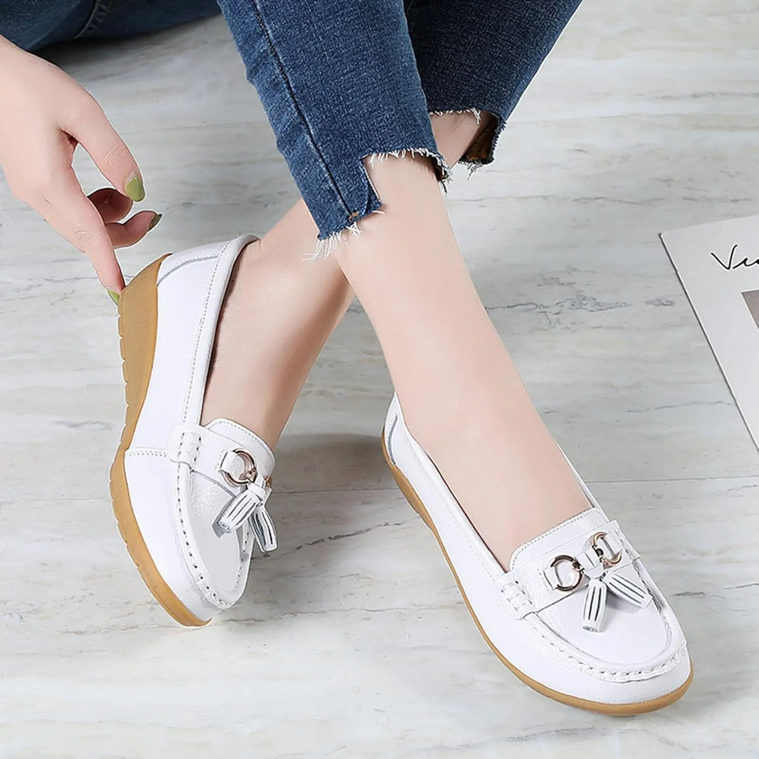 Comfy Shoes for Women Comfortable Walking Shoe Slip On Loafers Flat Penny Loafers Dress Office Shoes Business Shoe