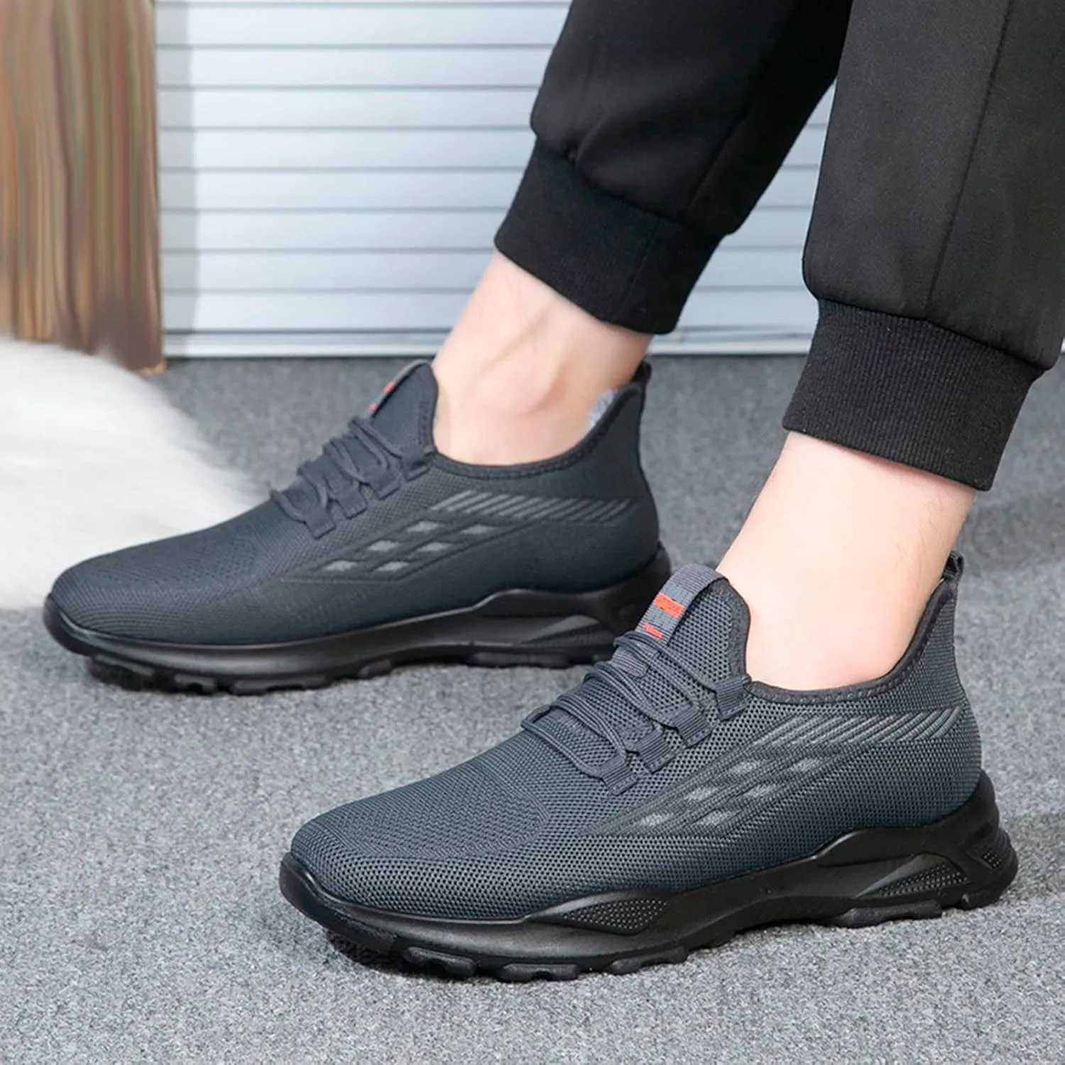 CsgrFagr Men Snow Boots Fashionable Sports Cotton Boots in Autumn and Winter Comfort Plush Warm Flat Mens 12 Boots (Grey, 9)