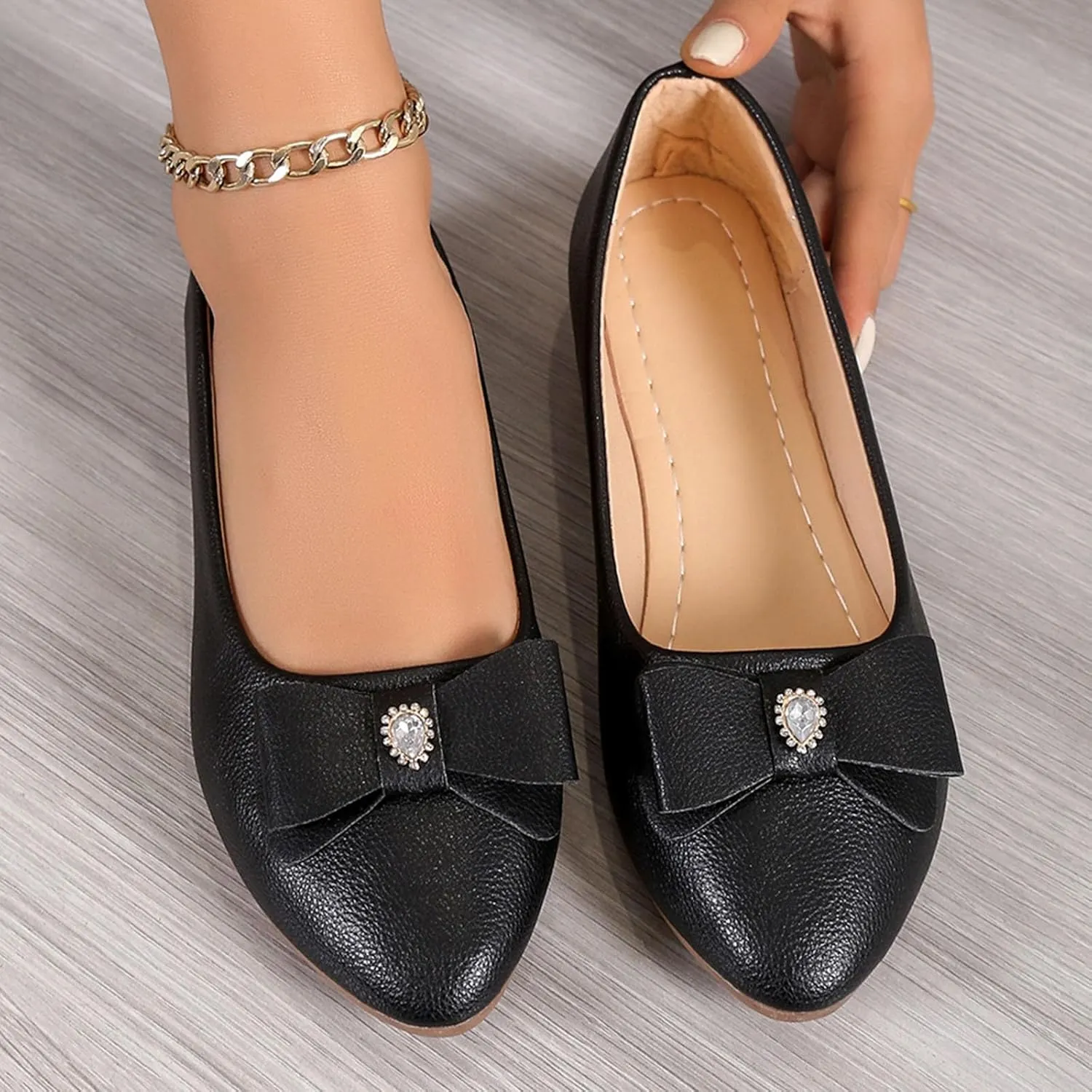 Dress Shoes for Women Bowknot Flats Pointed Toe Loafers Comfort Slip On Shoes Bowknot Business Shoes Casual Loafers
