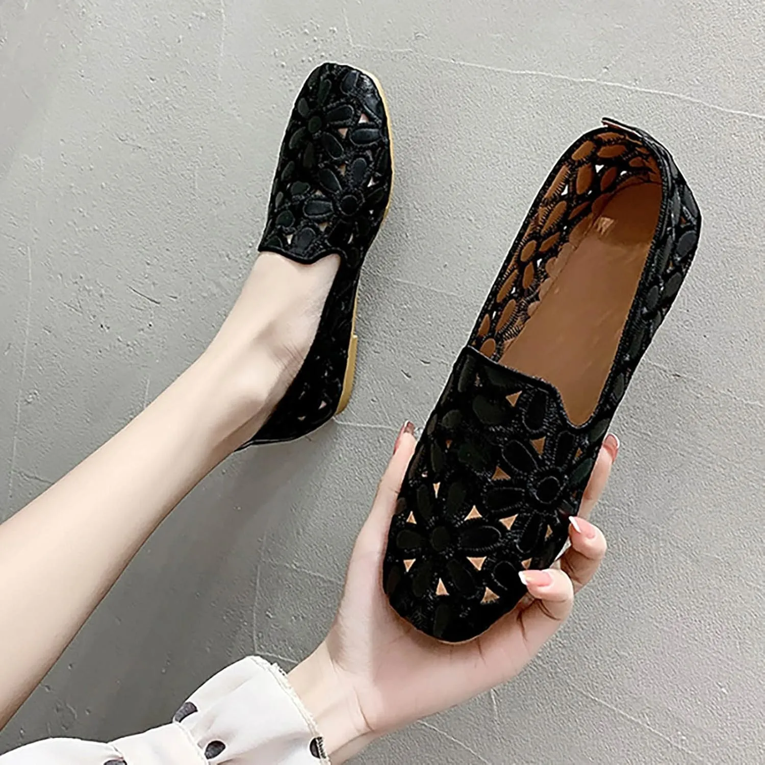 Flats Shoes Women Hollow Out Loafers Comfort Slip on Flats Breathable Dress Shoes Walking Shoes Casual Office Shoes