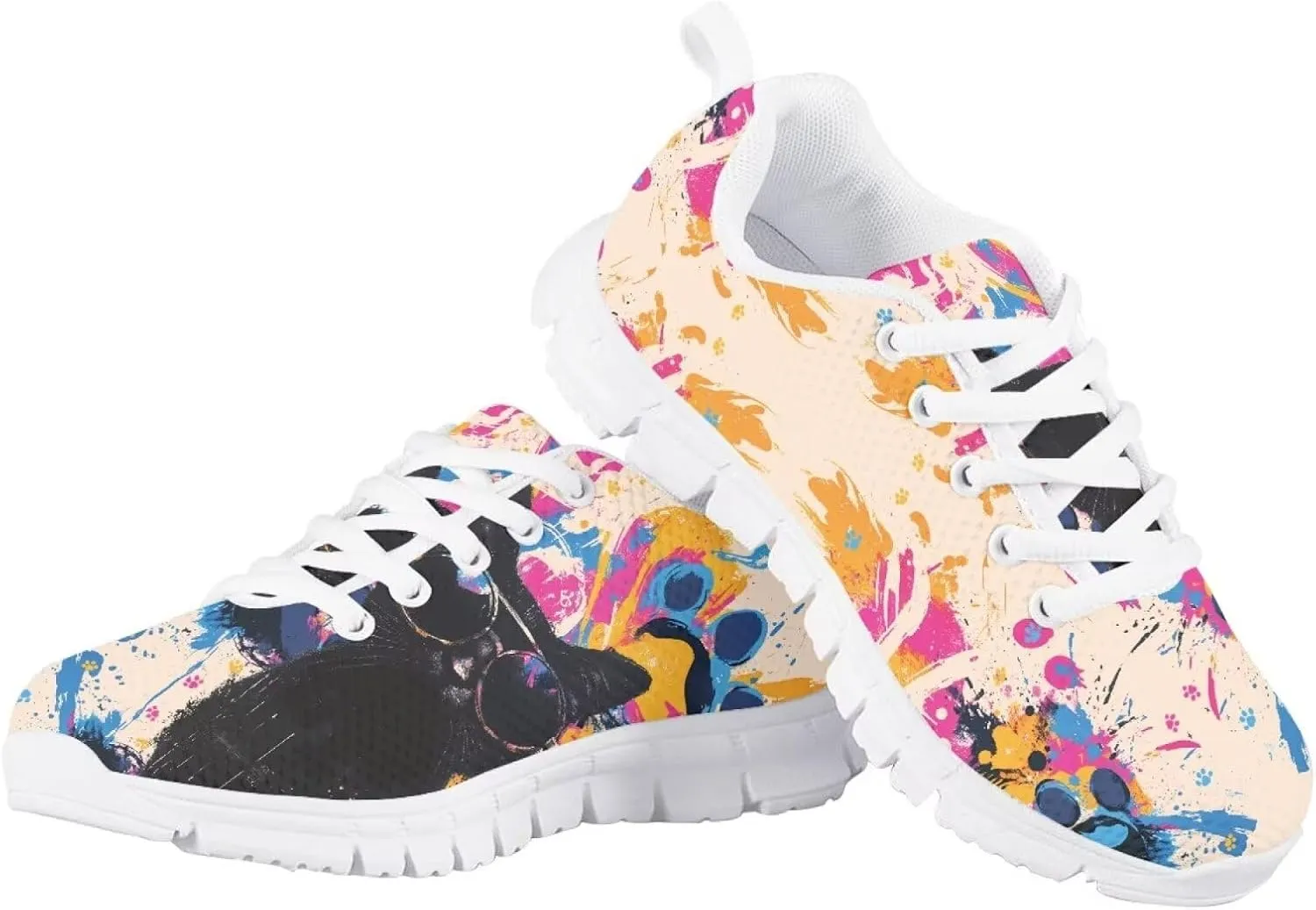 Forchrinse Cute Pug Running Shoes for Kids Boys Girls Lightweight Sneakers Athletic Tennis Shoes for Running Walking Sport