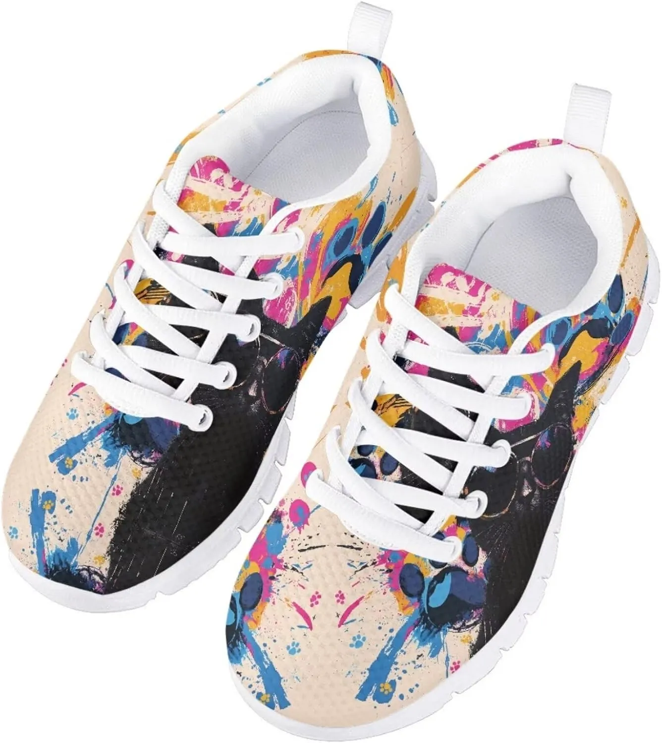Forchrinse Cute Pug Running Shoes for Kids Boys Girls Lightweight Sneakers Athletic Tennis Shoes for Running Walking Sport