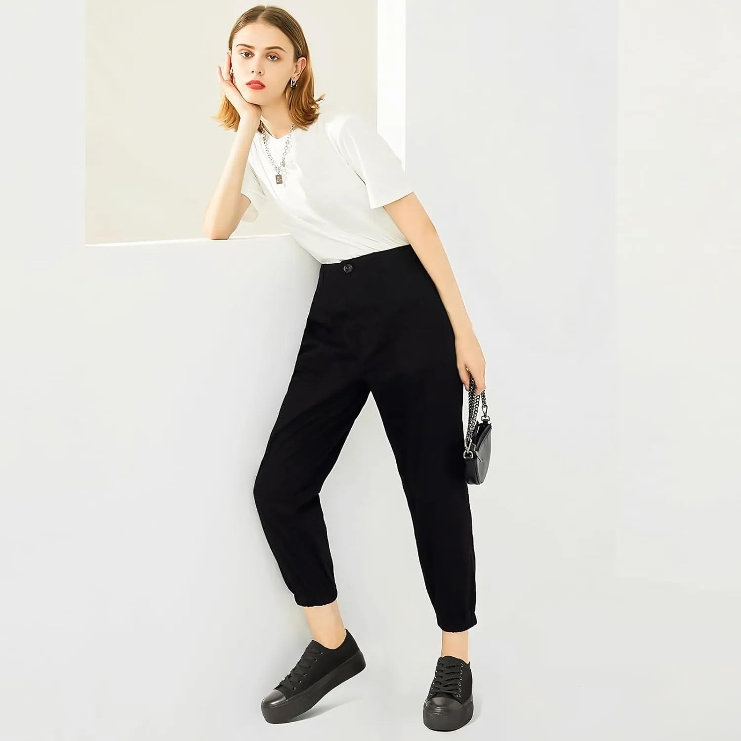 hash bubbie Platform Sneakers for Women White Platform Shoes Low Top Tennis Shoes Non Slip Black Fashion Canvas Sneakers