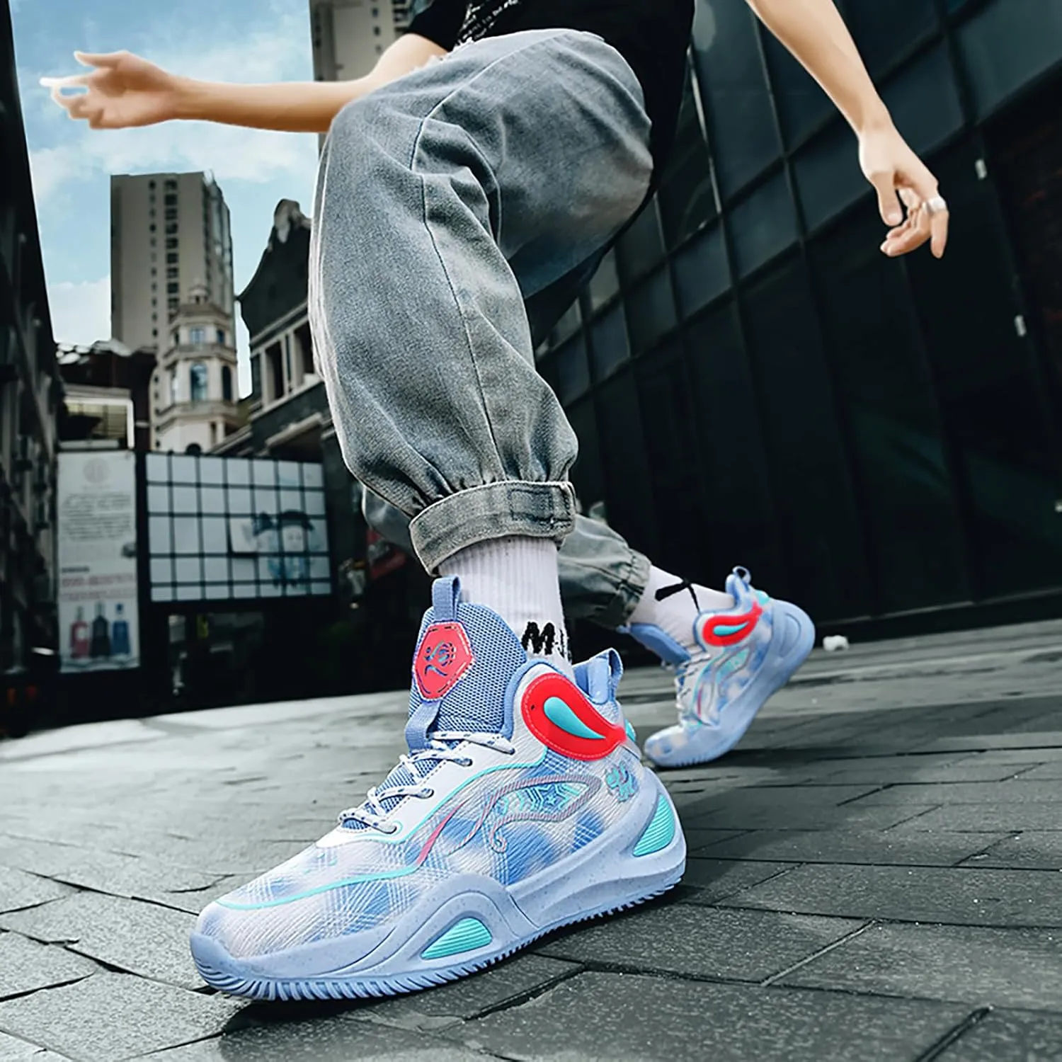 High Upper Basketball Shoes for Men Women Sneakers Fashion Breathable Sports Shoes Anti Slip