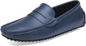 HOOENG Smoking Loafer for Men Genuine Leather Stitching Details Penny Loafer Flexible Resistant Soft Driving Slip on