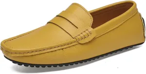 HOOENG Smoking Loafer for Men Genuine Leather Stitching Details Penny Loafer Flexible Resistant Soft Driving Slip on