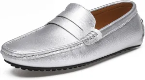 HOOENG Smoking Loafer for Men Genuine Leather Stitching Details Penny Loafer Flexible Resistant Soft Driving Slip on