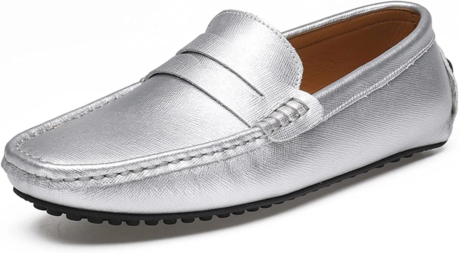 HOOENG Smoking Loafer for Men Genuine Leather Stitching Details Penny Loafer Flexible Resistant Soft Driving Slip on