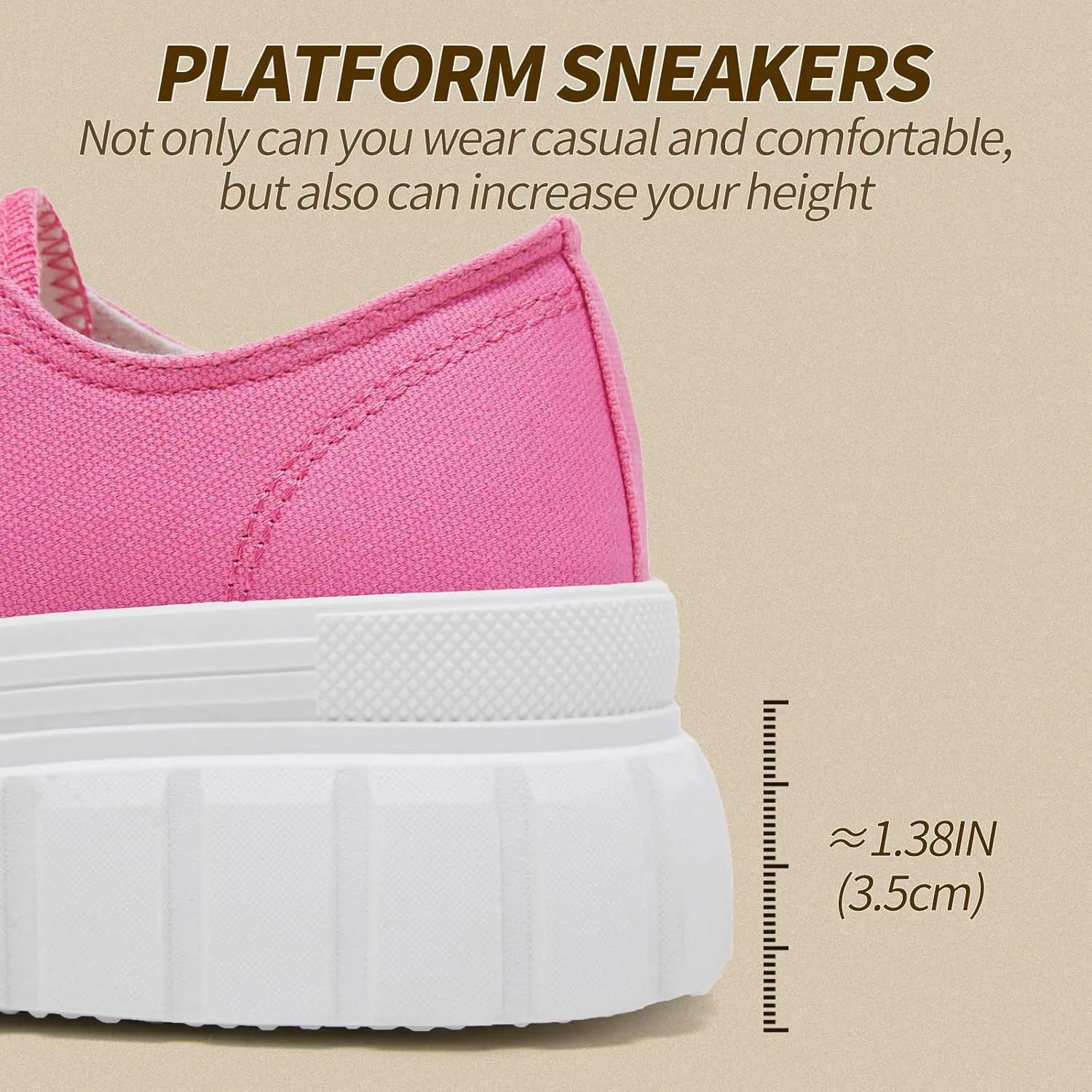 HYPOCRUTE Platform Sneakers for Women Low Top Canvas Shoes Womens Lace Up Platform Shoes Casual Walking Shoes for Women