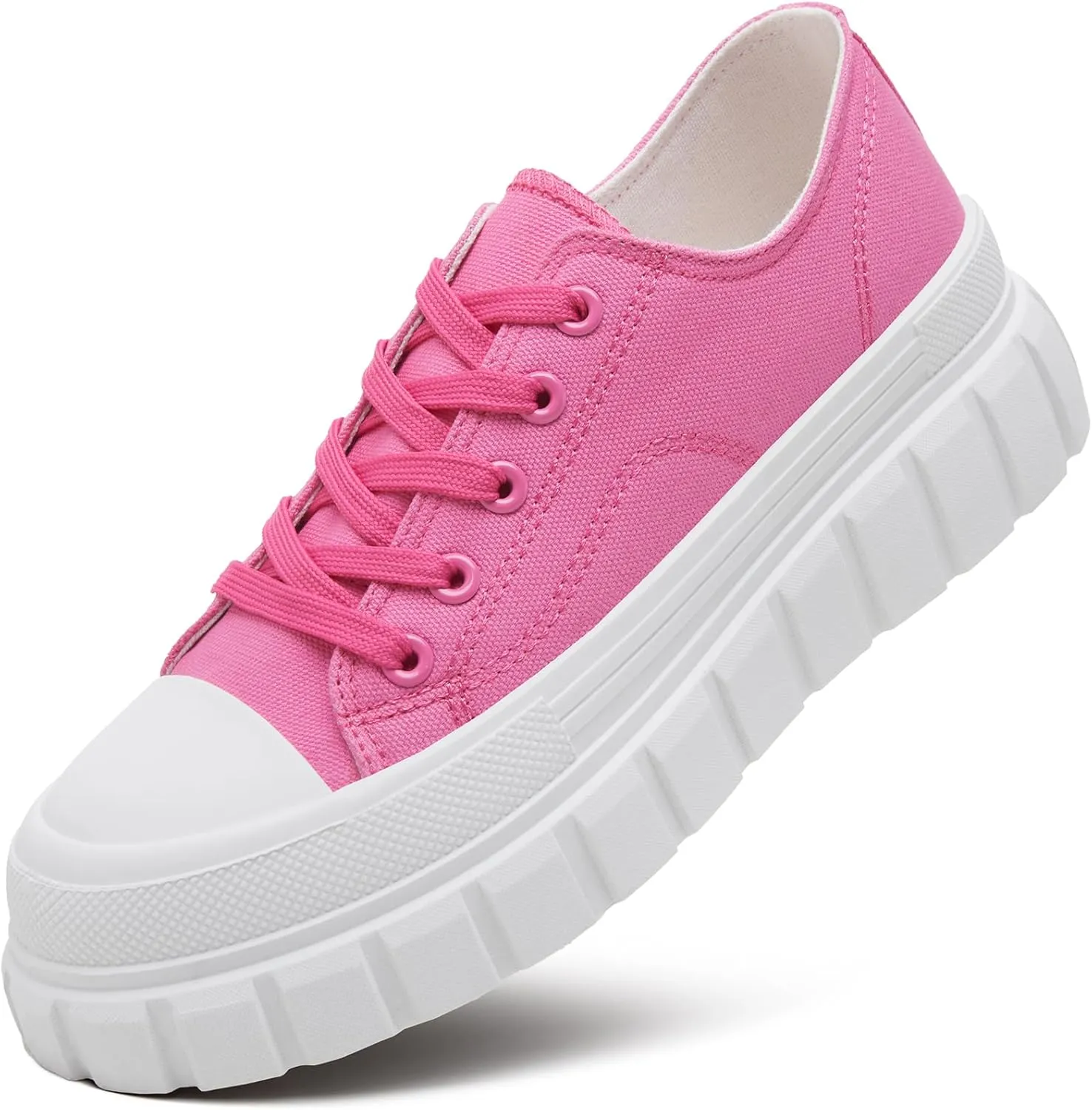 HYPOCRUTE Platform Sneakers for Women Low Top Canvas Shoes Womens Lace Up Platform Shoes Casual Walking Shoes for Women